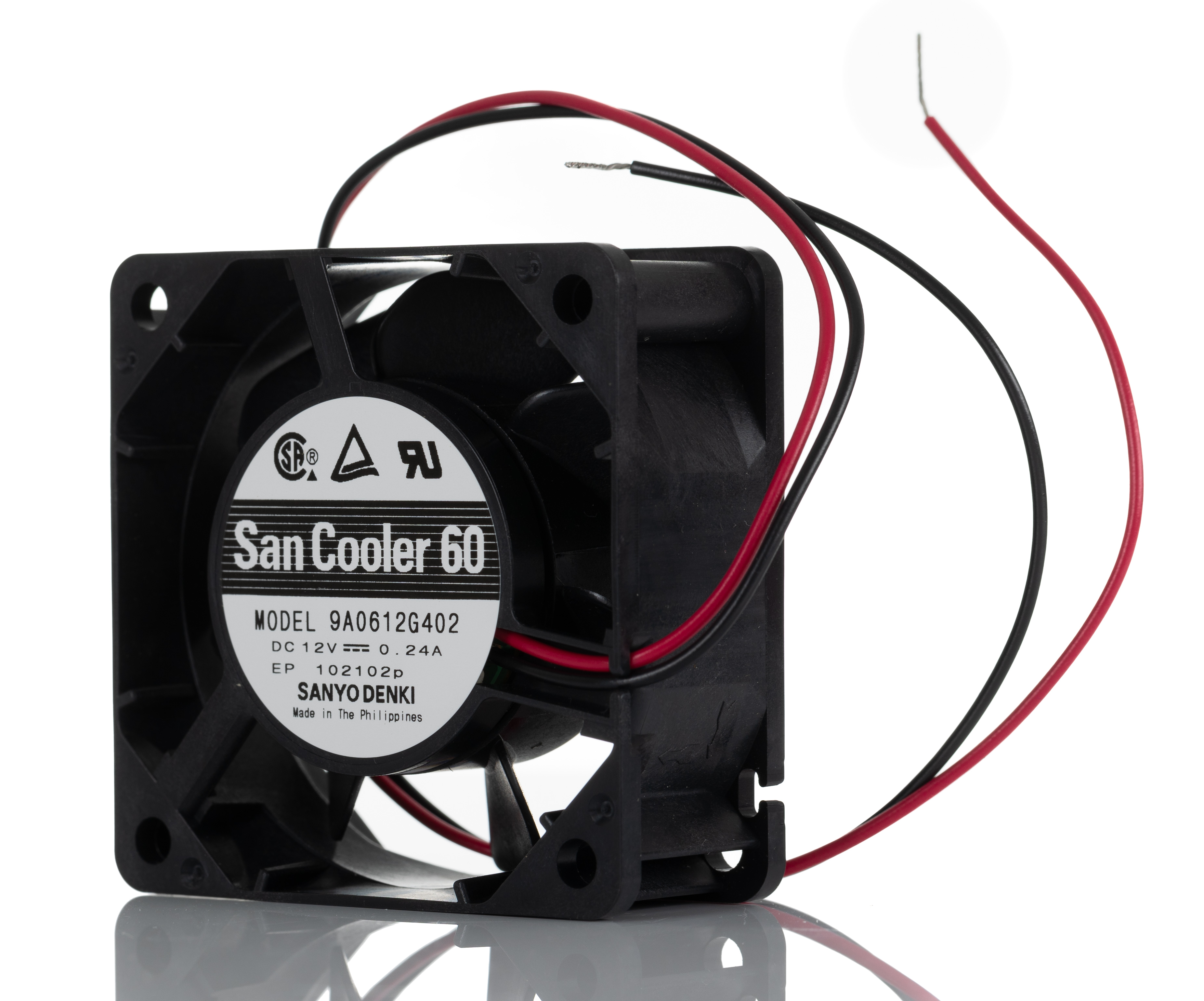 Sanyo Denki 9A Series Axial Fan, 12 V dc, DC Operation, 27.6cfm, 2.88W, 240mA Max, 60 x 60 x 25mm