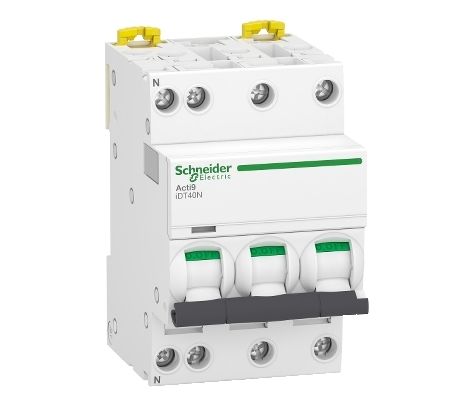 Schneider Electric Acti 9 Acti9 iDT40N MCB, 3+N, 10A Curve D, 400V AC