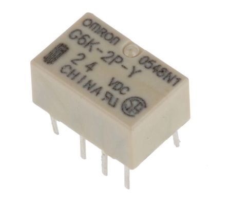 Omron PCB Mount Signal Relay, 24V dc Coil, 1A Switching Current, DPDT