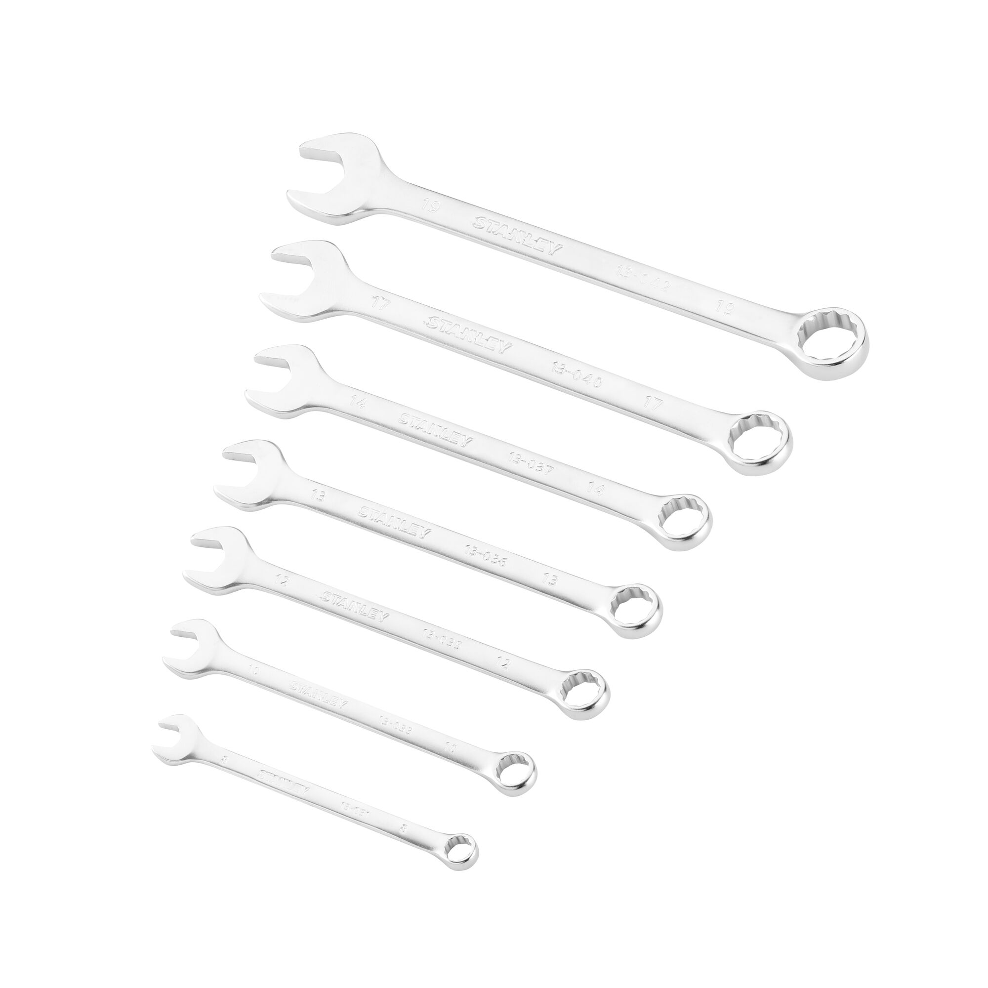 Stanley FMMT82 Series 7-Piece Combination Spanner Set, 8 mm, 10 mm, 12 mm, 13 mm, 14 mm, 17 mm, 19 mm, Metal