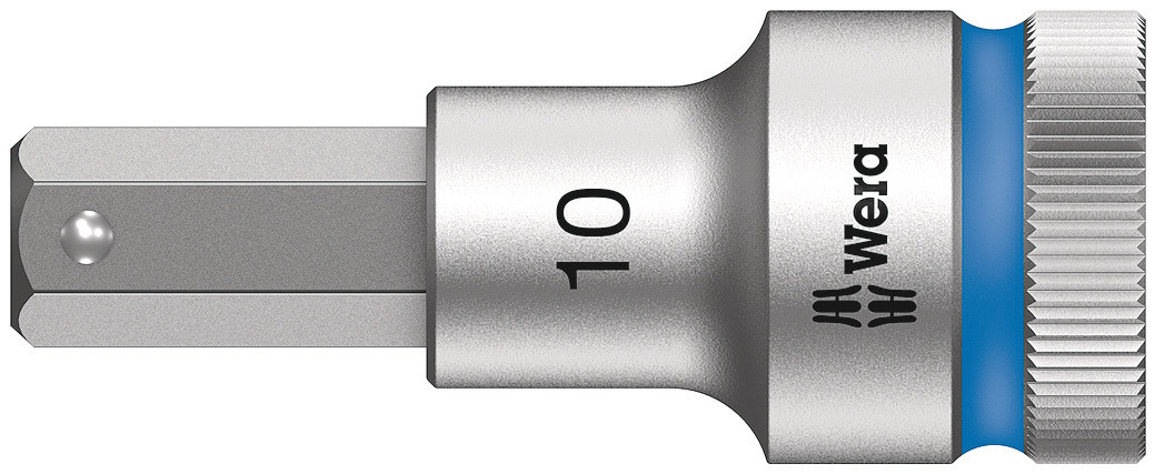 Wera 1/2 in Drive Bit Socket, Hex Bit, 10mm, VDE/1000V, 60 mm Overall Length