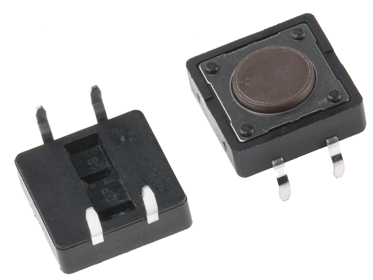 APEM Brown Button Tactile Switch, SPST 50 mA @ 12 V dc 0mm