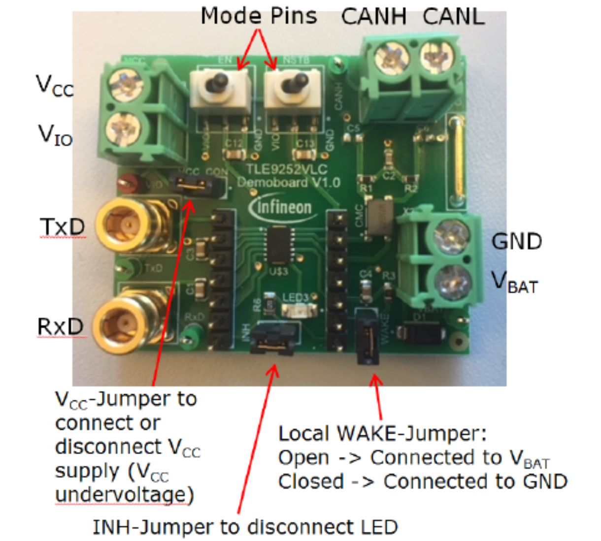 Infineon TLE9252V CAN Demoboard Demoboard Demonstration Board for HS CAN Transceiver DEMOBOARDTLE9252VSKTOBO1