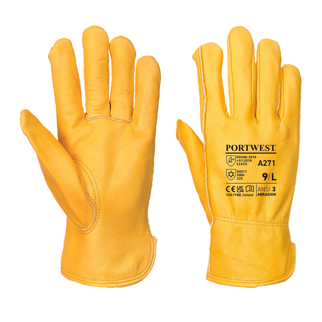 Portwest Tan Polyester, Elastic, Full Grain Leather Glove 54 mm