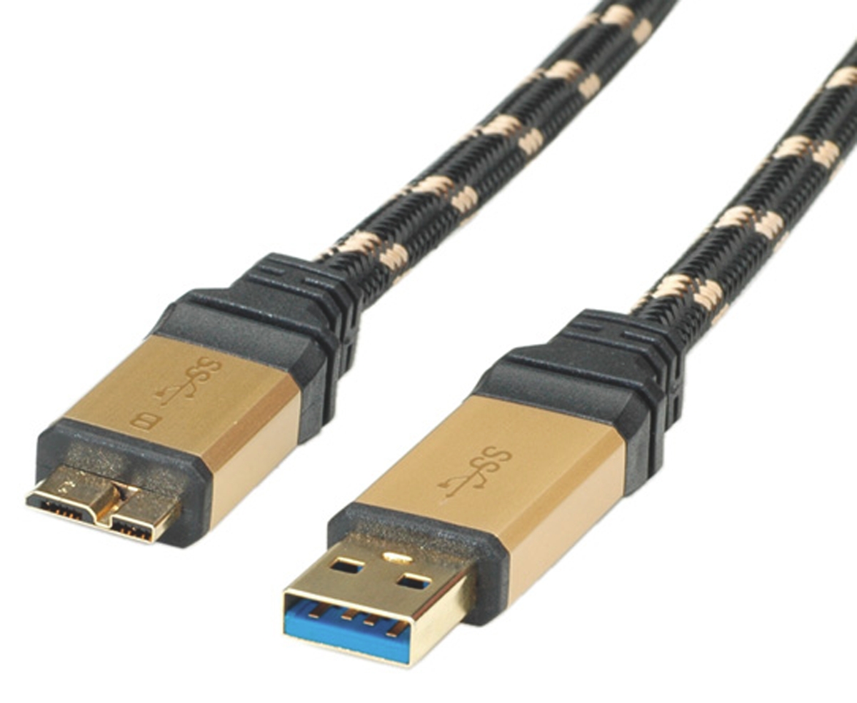 Roline USB 3.0, Male USB A to Male Micro USB B, 800mm