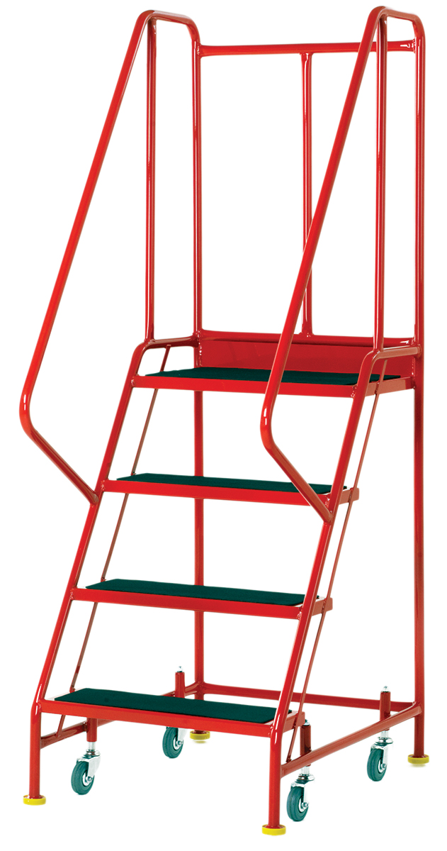 RS PRO 4 Tread Steel Steps 0.915m Platform Height, Red