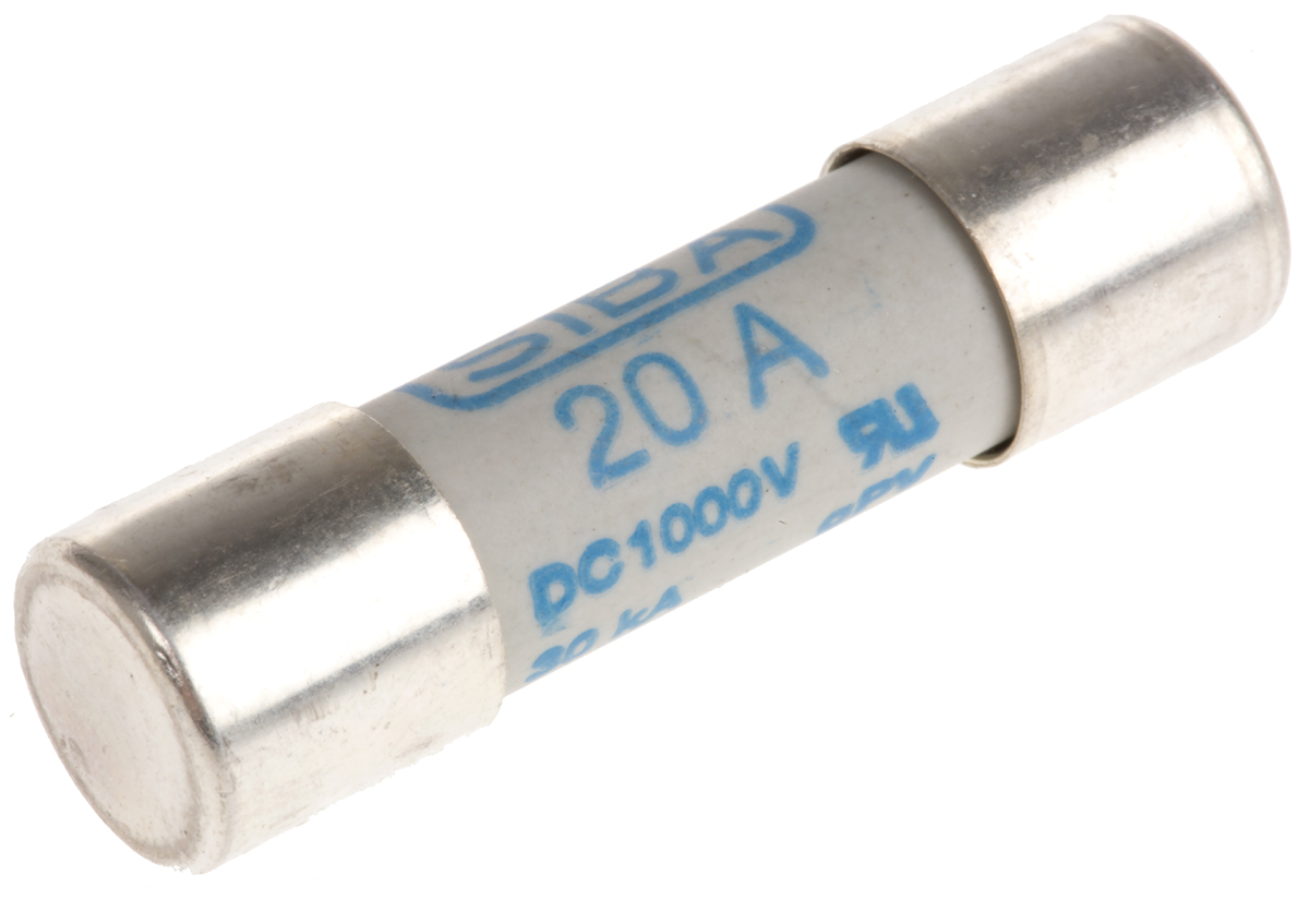 SIBA 20A Ceramic Cartridge Fuse, 10 x 38mm