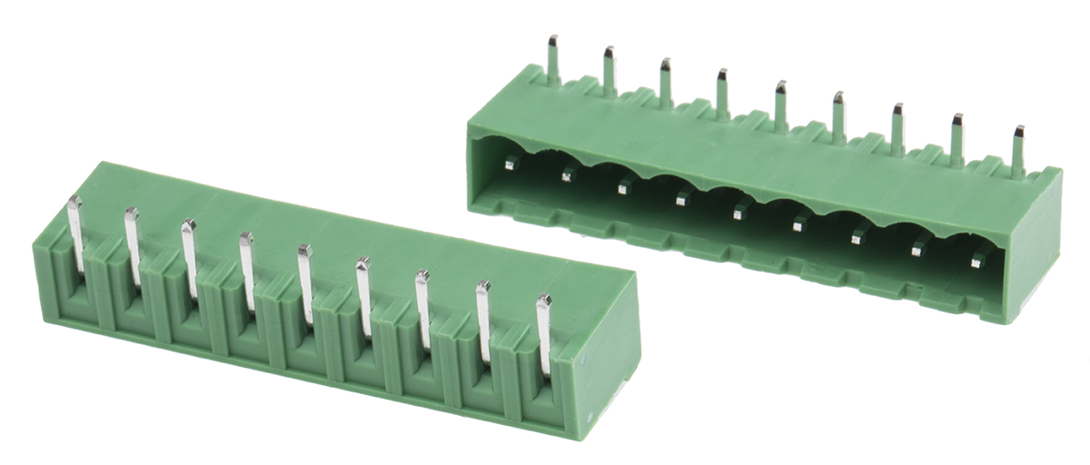 RS PRO, 5.0mm Pitch, 9 Way, Right Angle, Pluggable Terminal Block, Header, Through Hole, Solder Termination