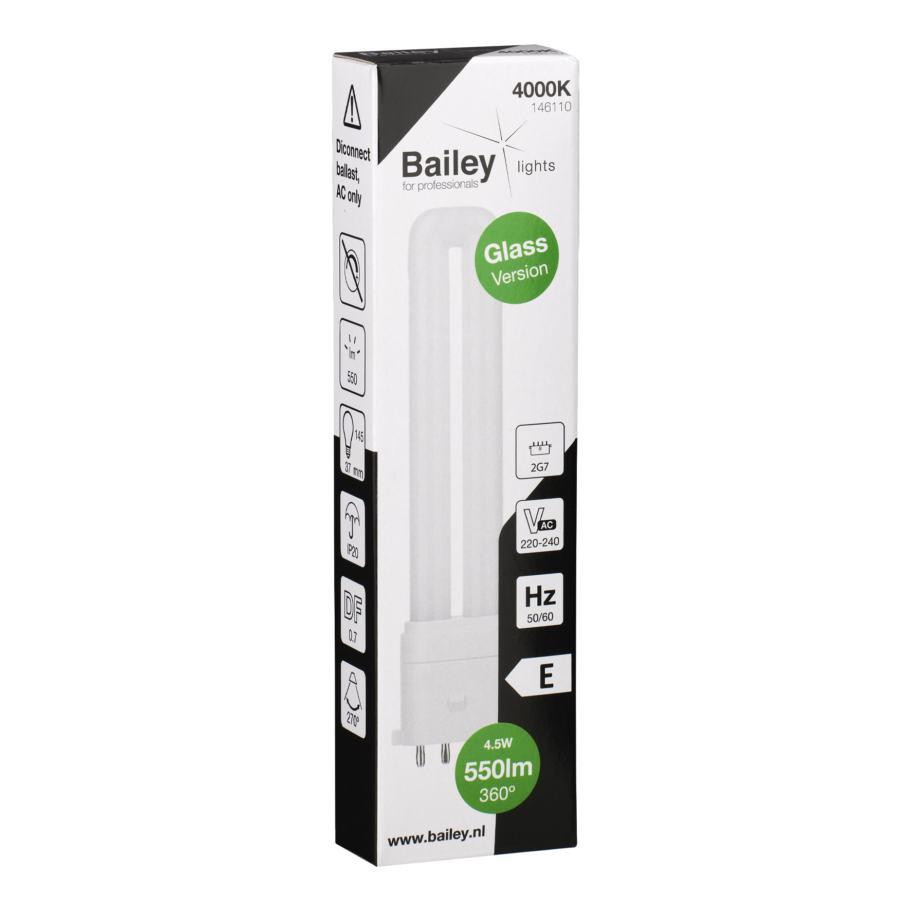 Bailey Electric & Electronics bv LED PL 2G7 LED Bulbs 4.5 W(9W), 4000K, Neutral White, Single Ended shape
