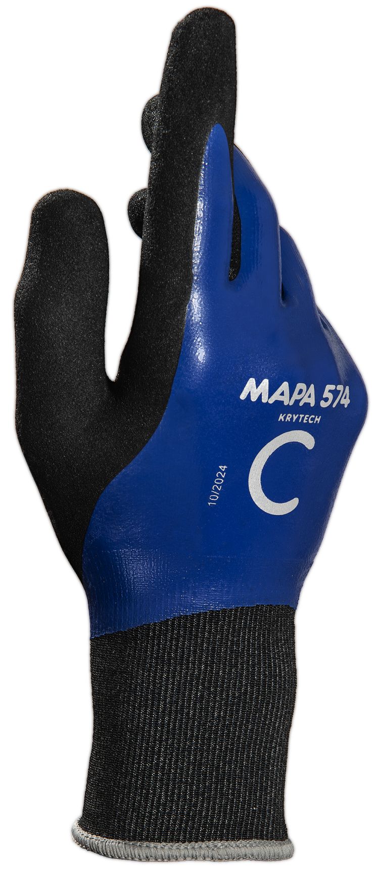 Mapa KRYTECH 574 Black, Blue High Density Polyethylene Fibre, Textile Support Nitrile Puncture & Tear Resistant Gloves,