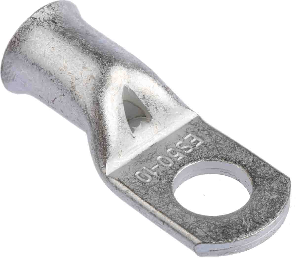 RS PRO Uninsulated Ring Terminal, 10mm Stud Size, 50mm² to 50mm² Wire Size, Natural
