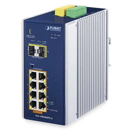 Planet IGS-10020HPT-U, Managed Switch 8 Port Network Switch With PoE RJ-45