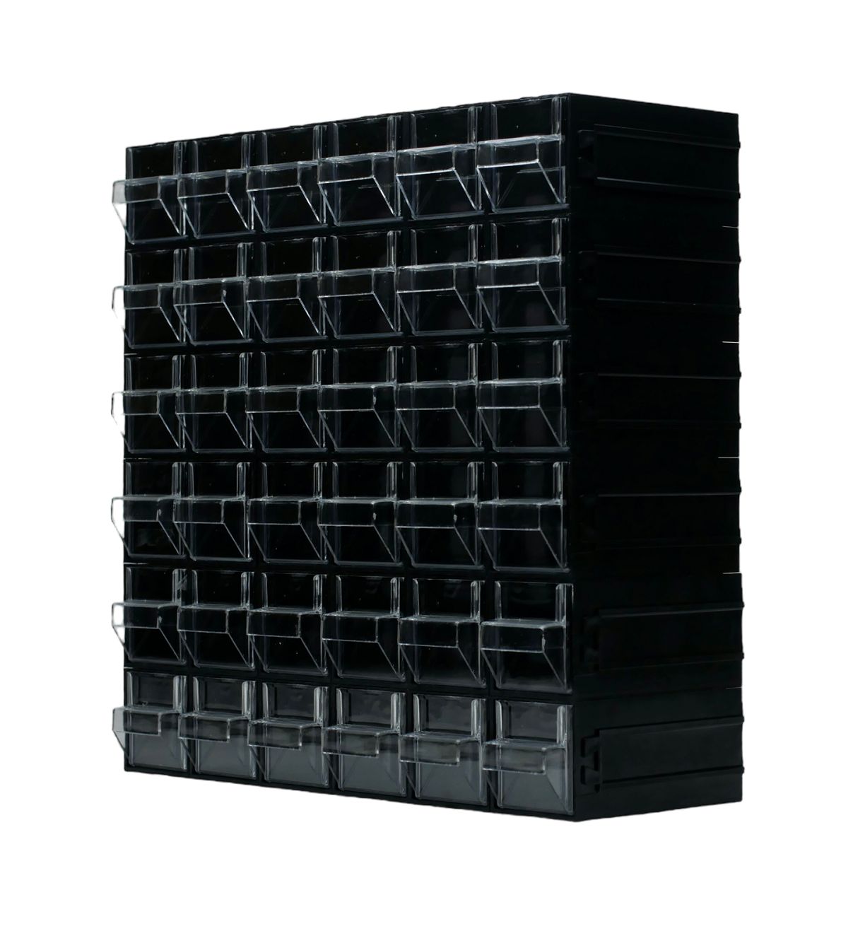 RS PRO 36 Drawer Storage Unit, Polystyrene, 338mm x 338mm x 133mm, Black, Transparent