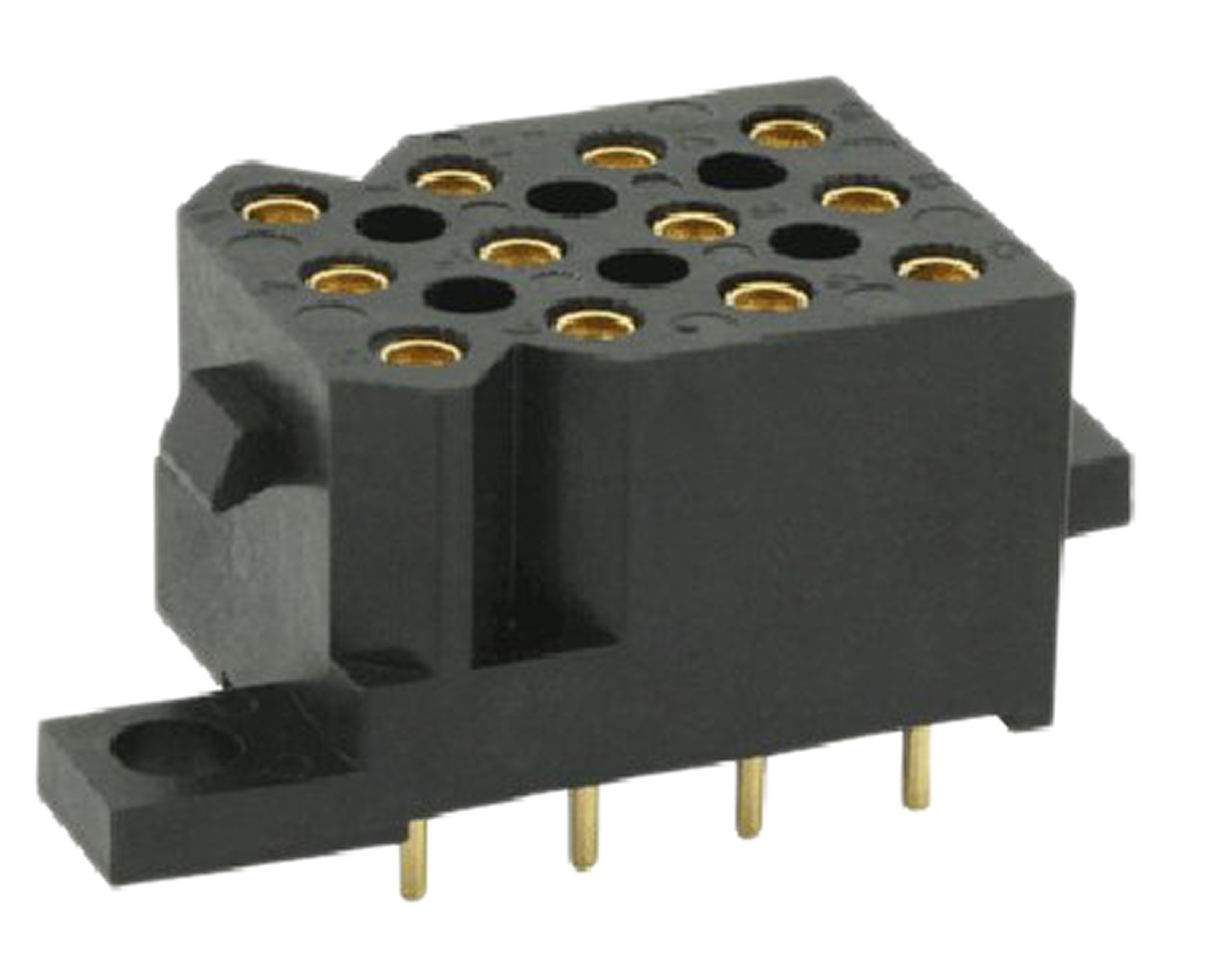 Souriau Sunbank by Eaton SMS Series Straight PCB Mount PCB Socket, 12-Contact, 4-Row, 5.08mm Pitch, Solder Termination