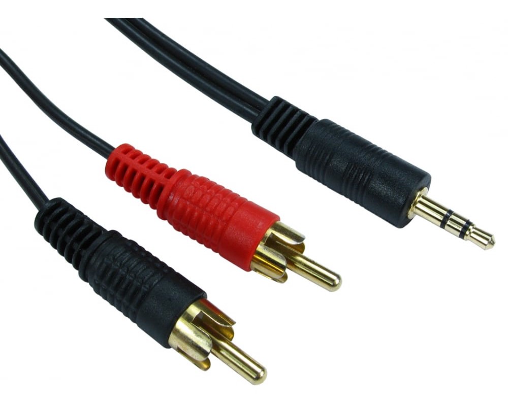 RS PRO Male 3.5mm Stereo Jack to Male RCA x 2 RCA Cable, Black, 3m