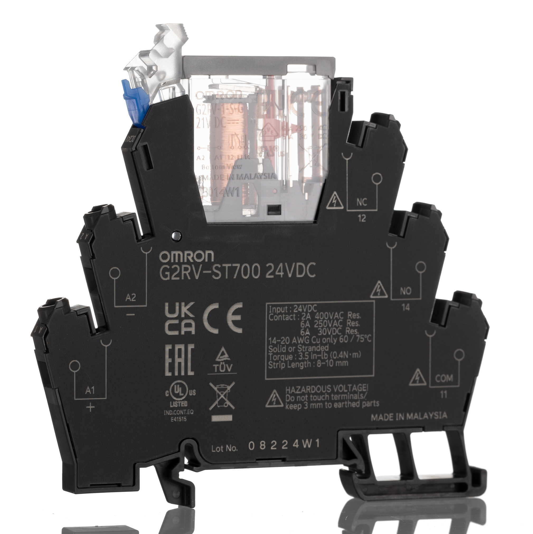 Omron G2RV-ST Series Electromechanical Interface Relay, DIN Rail, 24 V dc Coil, SPDT, 13.5 mA