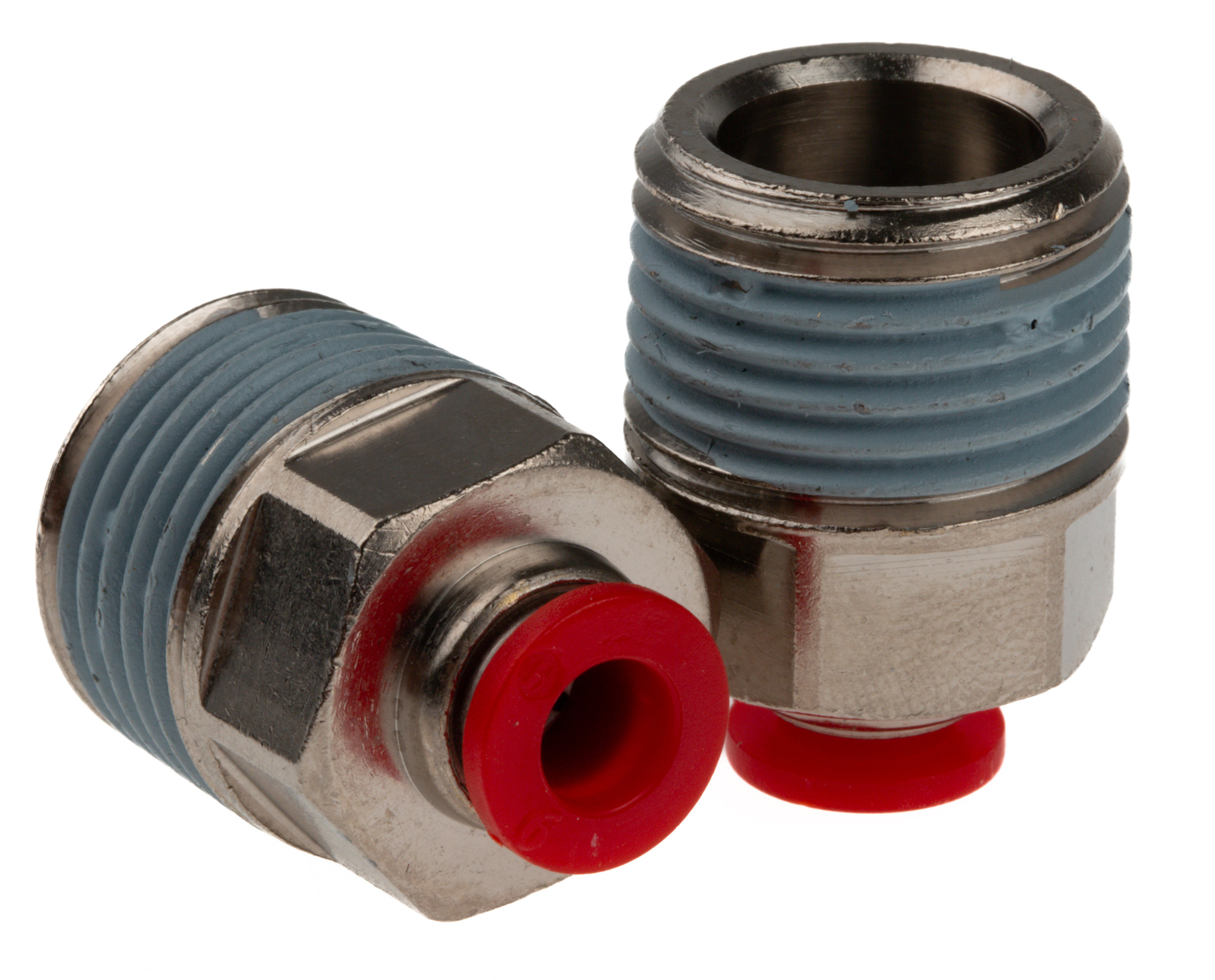 Norgren PNEUFIT Series Straight Fitting, Push In 6 mm to R 1/2, Threaded-to-Tube Connection Style