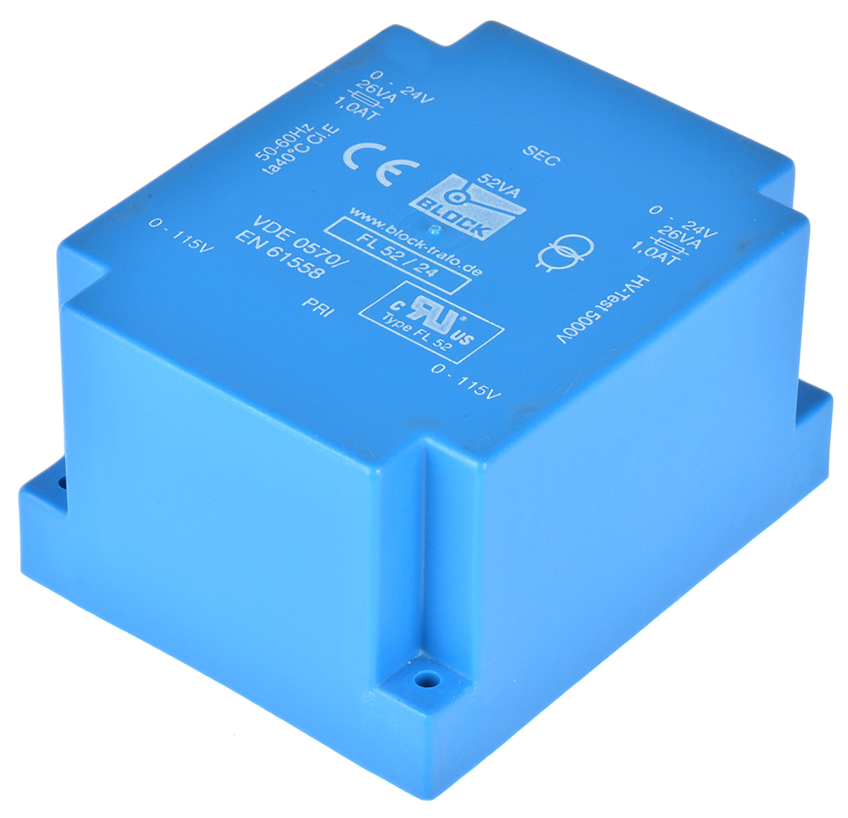 Block 24V ac 2 Output Through Hole PCB Transformer, 52VA