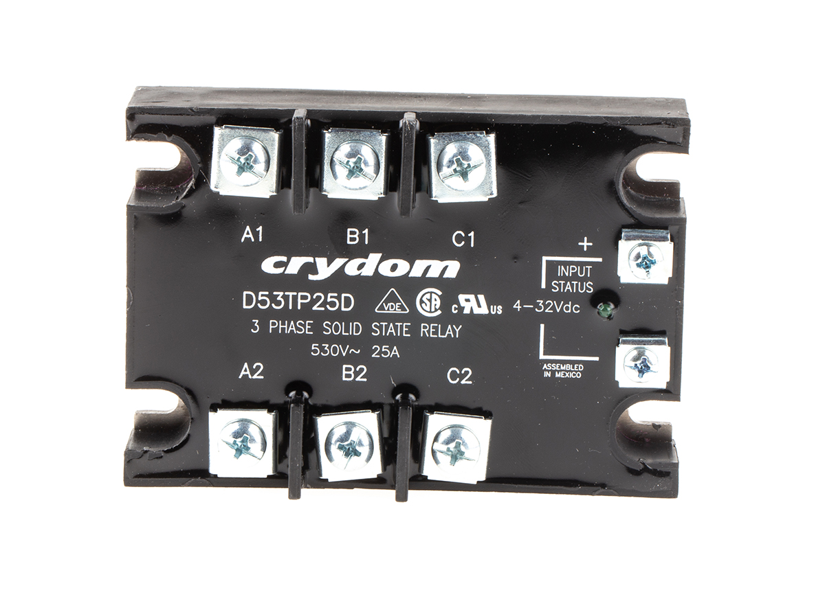 Sensata Crydom Solid State Relay, 25 A rms Load, Panel Mount, 530 V rms Load, 32 V dc Control
