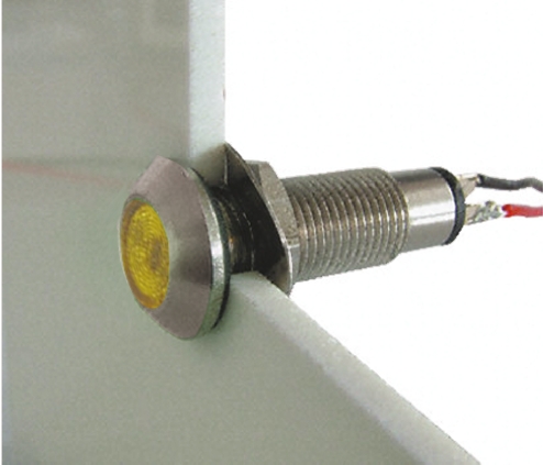 Marl Yellow Panel Mount Indicator, 12 → 28V, 8.1mm Mounting Hole Size, Solder Tab Termination, IP67