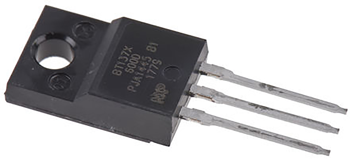 WeEn Semiconductors Co., Ltd Through Hole, 3-pin, TRIAC, 600V, Gate Trigger 1.5V 600V