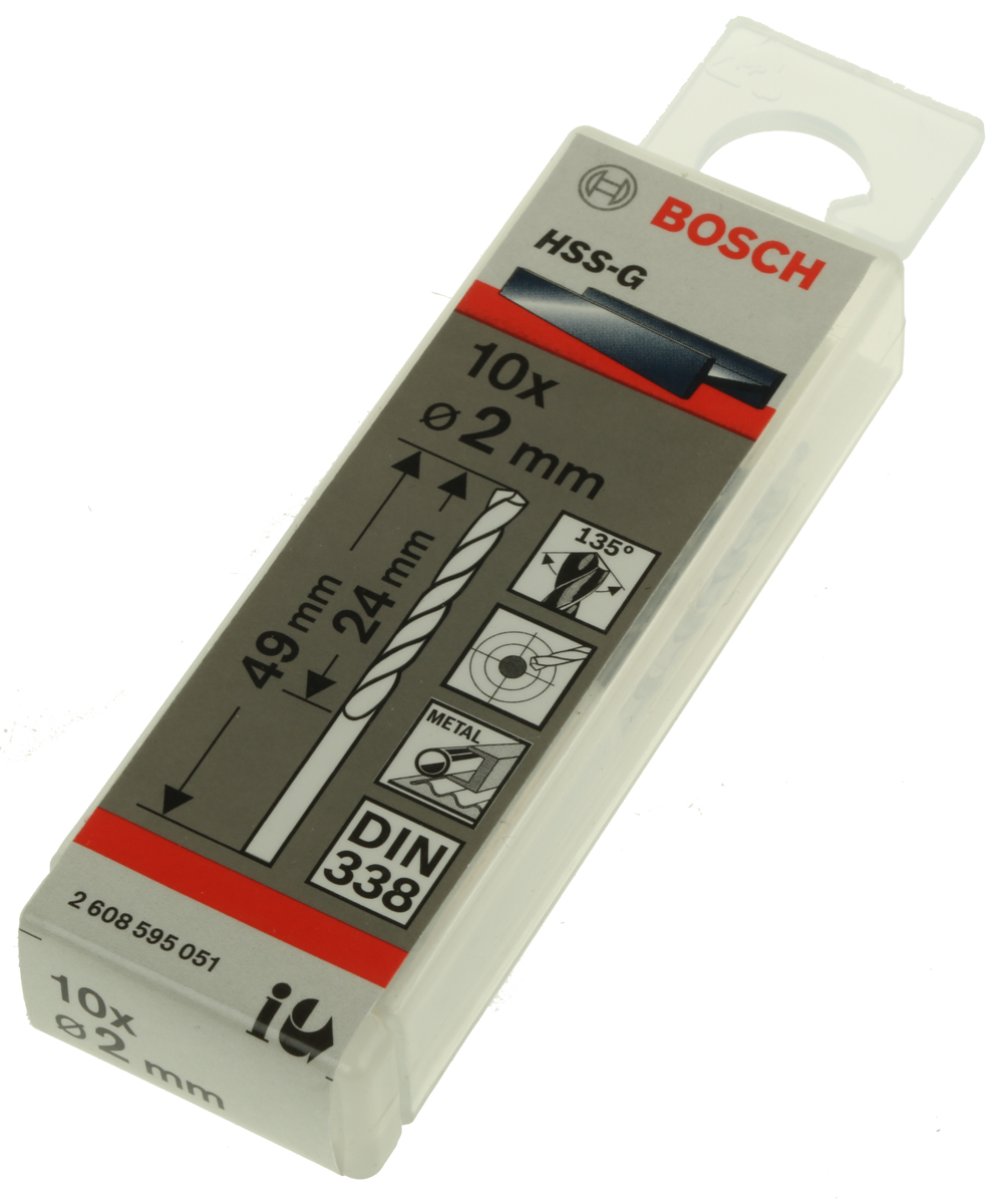 Bosch HSS-G Twist Drill Bit, 2mm Diameter, 49 mm Overall