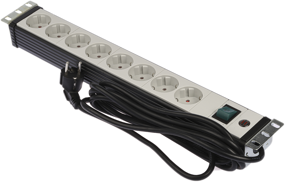 brennenstuhl Type F - German Schuko 8 Gang Power Distribution Unit, 3m Cable, 16A, 230 V ac