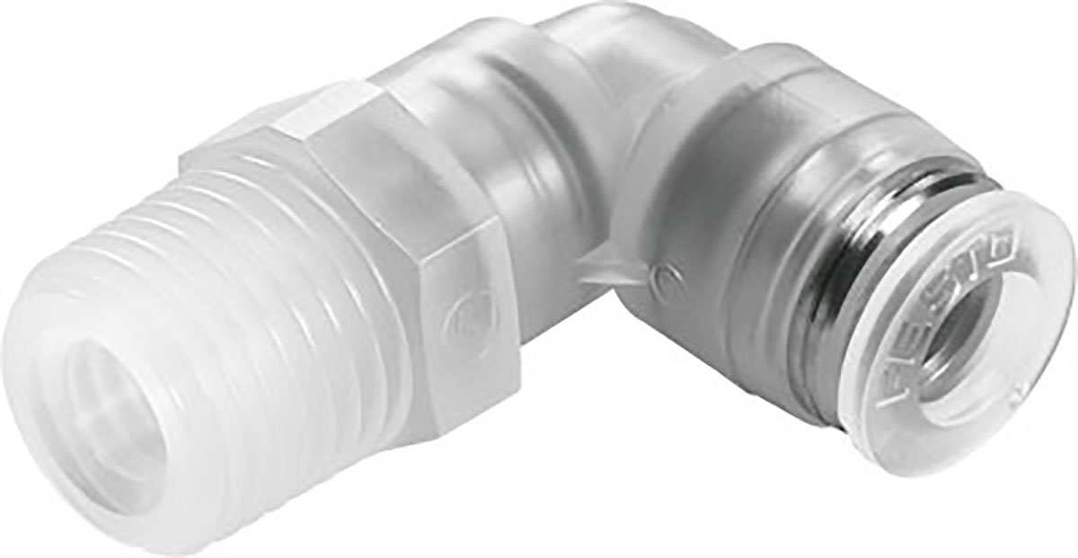 Festo NPQP Series Elbow Threaded Adaptor, R 1/8 Male to Push In 4 mm, Threaded-to-Tube Connection Style, 133051