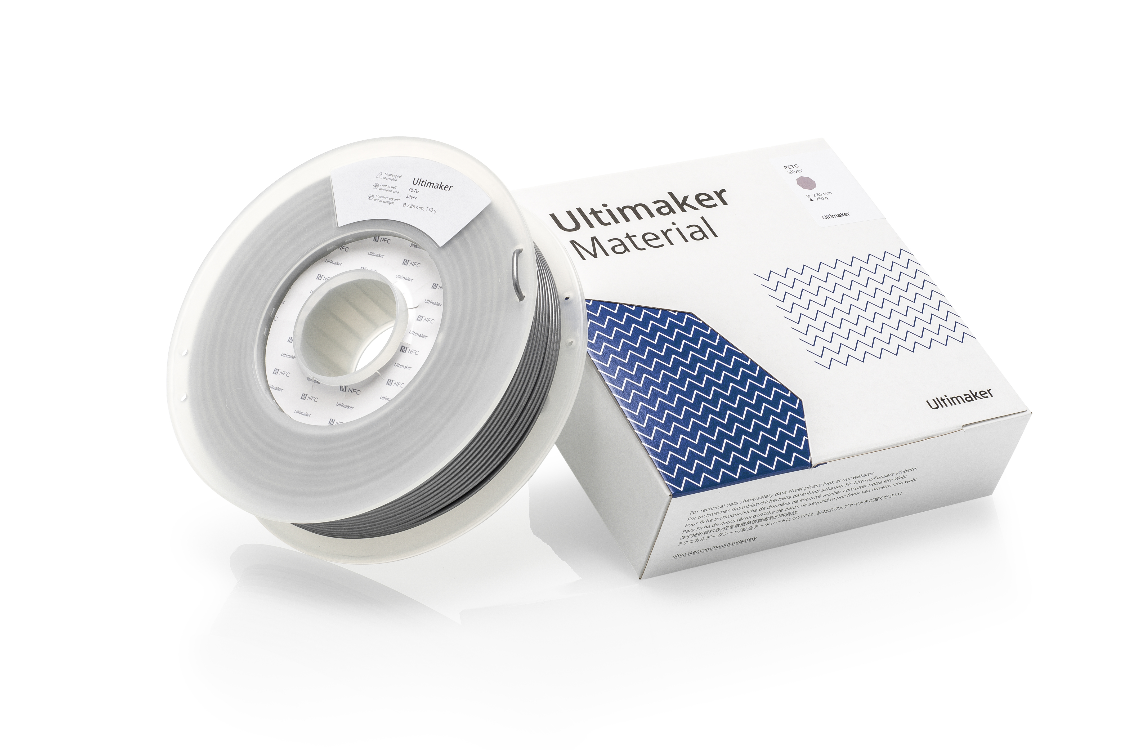 Ultimaker 2.85mm Silver PET-G 3D Printer Filament, 750g