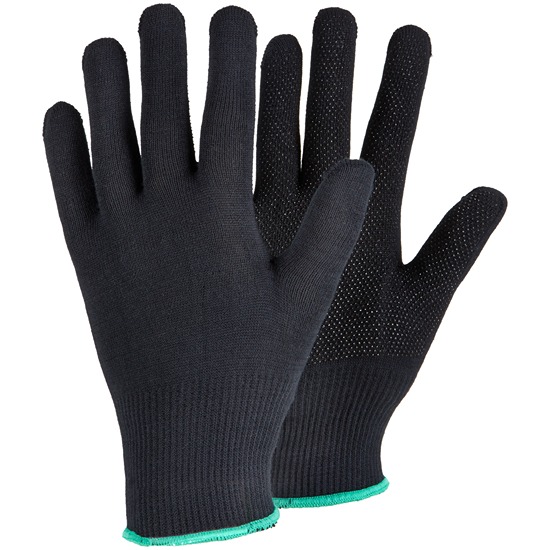 Tegera Black Cotton Work Gloves, Size 9, Polyvinyl Chloride Coating