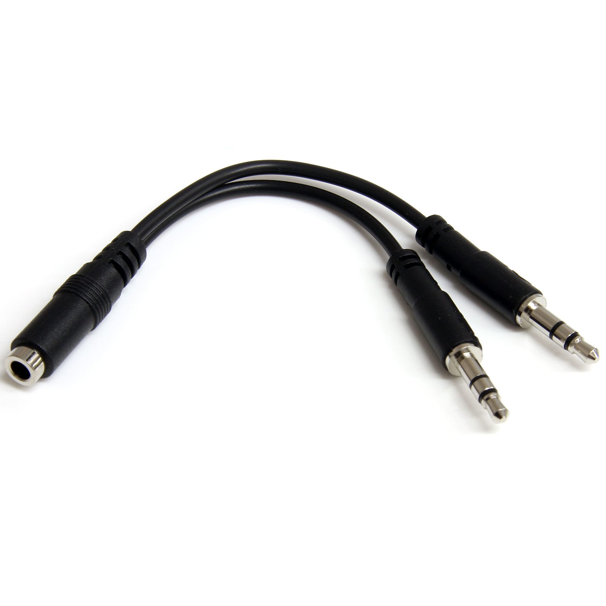 StarTech.com Female 3.5mm Stereo Jack to Male 3.5mm Stereo Jack x 2 Aux Cable, Black, 130mm MUYHSFMM