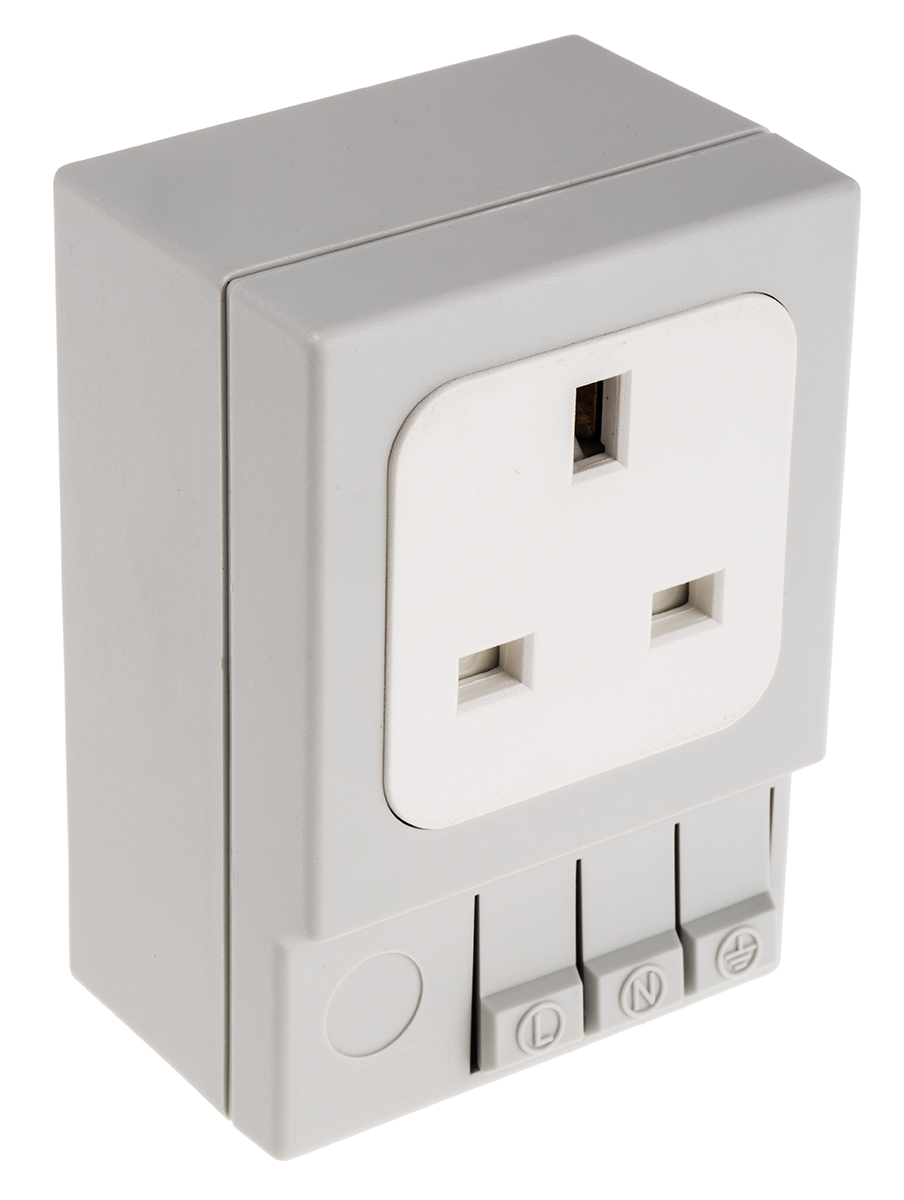 STEGO SD035 Light Grey 1 Gang Plug Socket, 13A, Type G - British, Indoor Use