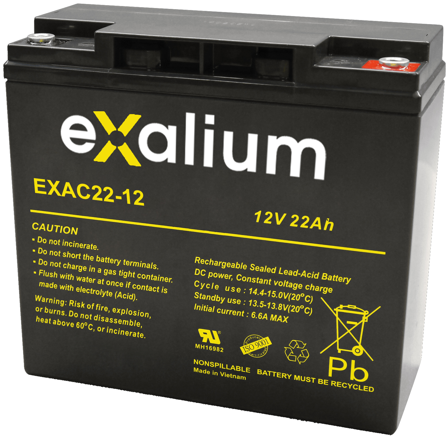 Exalium 12V M5 Sealed Lead Acid Battery, 22Ah