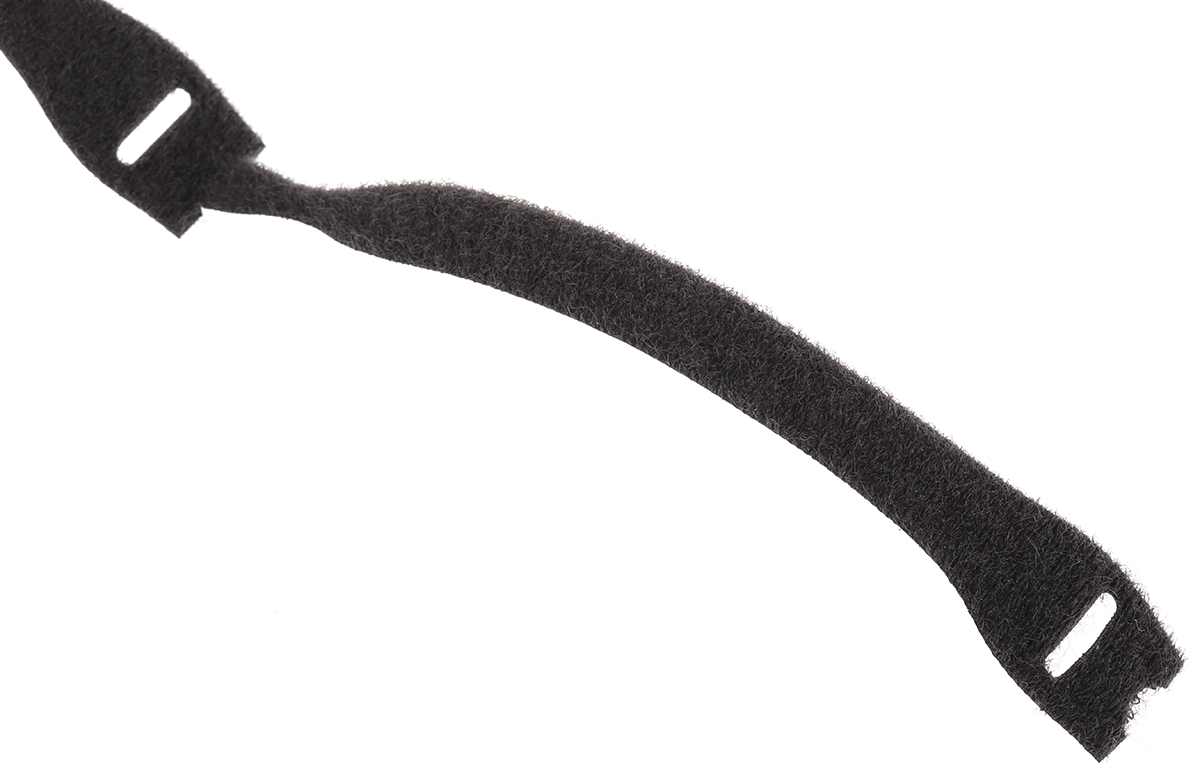 RS PRO Cable Tie, Hook and Loop, 150mm x 20 mm, Black Fabric, Pk-25