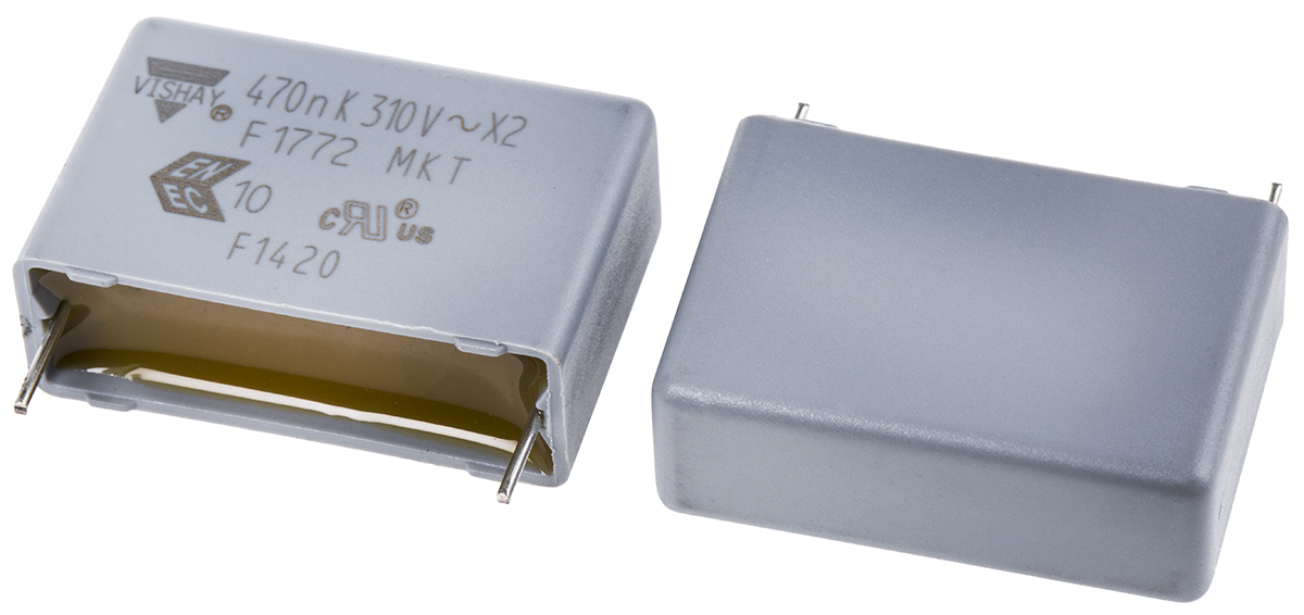Vishay F1772 Polyester Film Capacitor, 310V ac, ±10%, 470nF, Through Hole