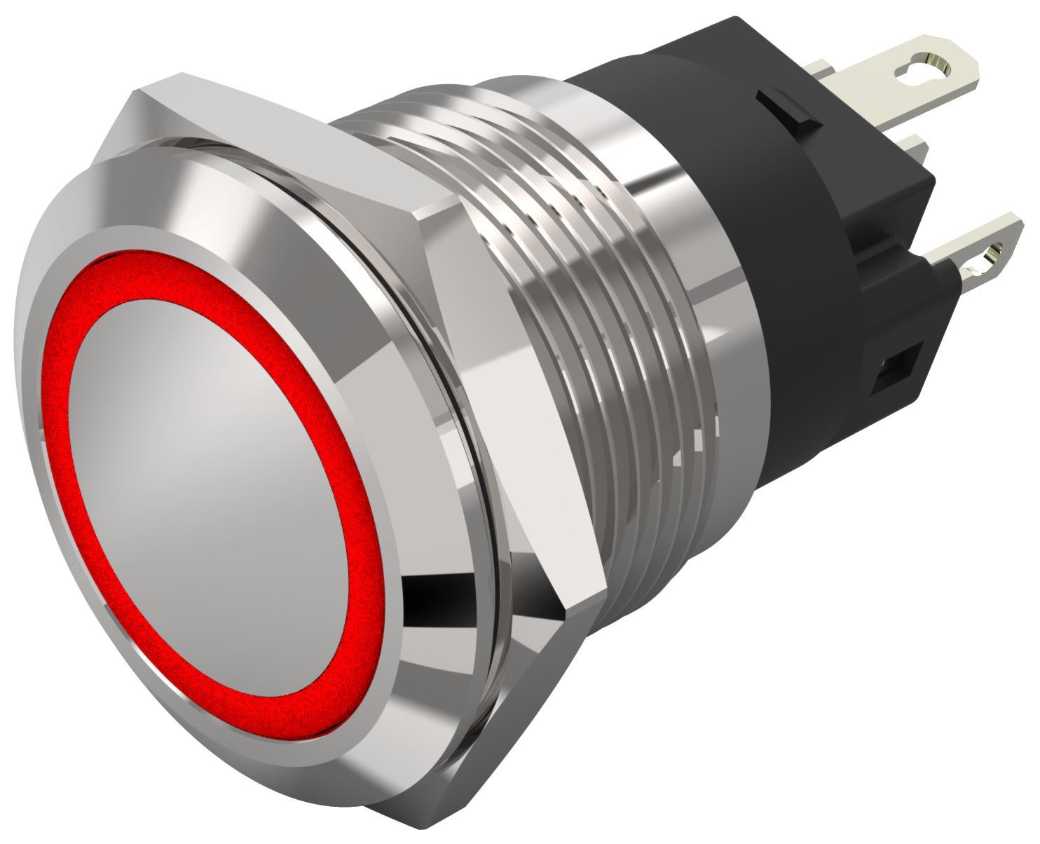 EAO 82 Series Illuminated Illuminated Push Button Switch, Latching, Panel Mount, 19mm Cutout, SPDT, Red/Green LED,