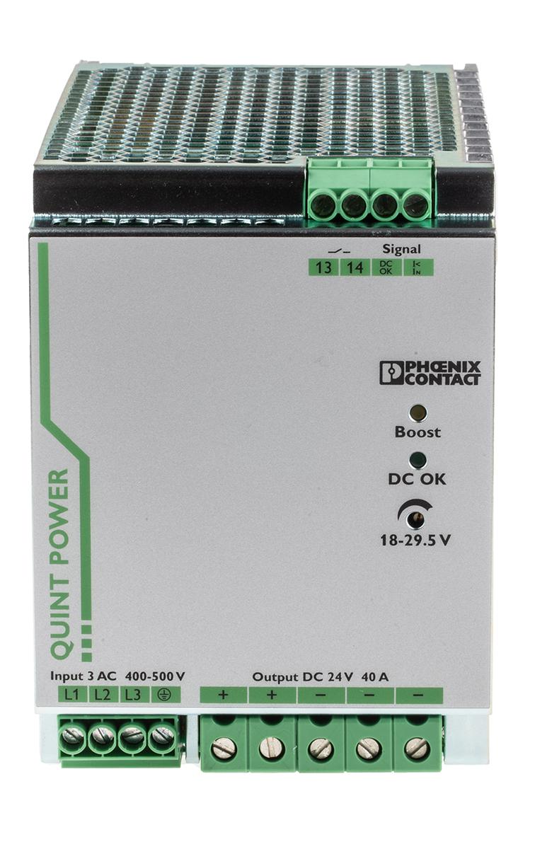 Phoenix Contact QUINT POWER Switched Mode DIN Rail Power Supply, 400V ac ac Input, 24V dc dc Output, 40A Output, 960W