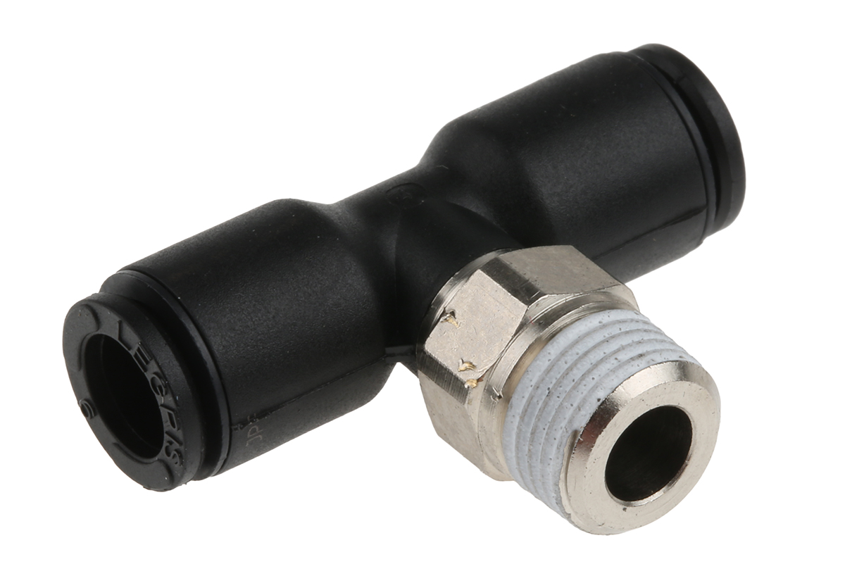 Legris LF3000 Series Tee Threaded Adaptor, Push In 6 mm to Push In 6 mm, Threaded-to-Tube Connection Style