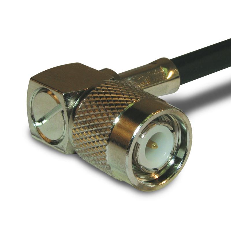 Amphenol RF 122140 Series, Plug Cable Mount TNC Connector, 50Ω, Crimp Termination, Right Angle Body