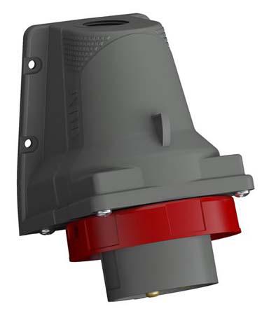 Amphenol Industrial, Easy & Safe IP67 Red Wall Mount 3P + N + E Right Angle Industrial Power Plug, Rated At 32A, 415 V