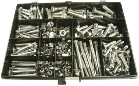 RS PRO Stainless Steel 395 Piece Hex Drive Screw/Bolt & Nut Kit