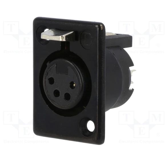 Deltron Panel Mount XLR Connector, Female, 50 V ac, 4 Way, Silver Plating
