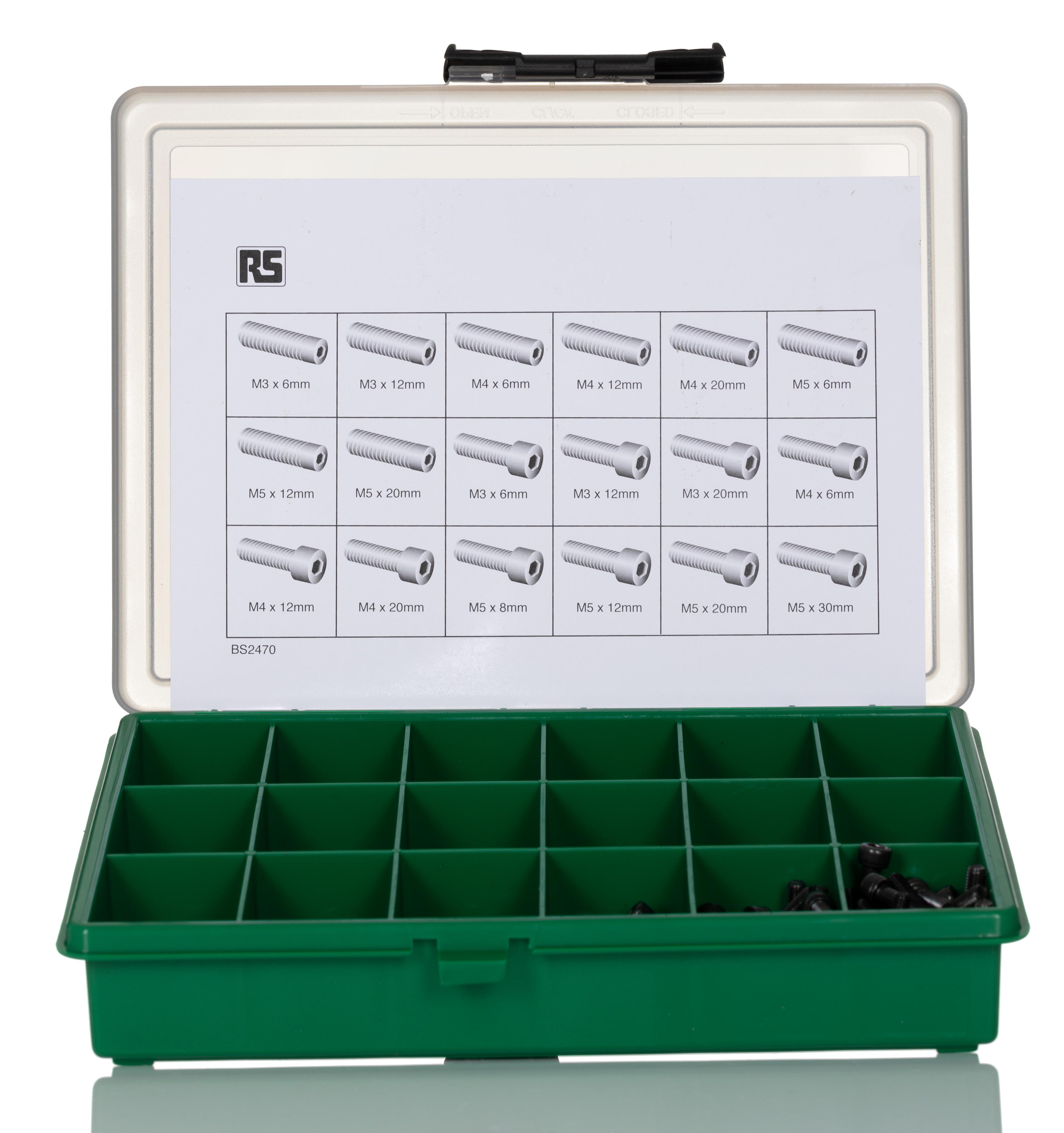 RS PRO Steel 450 Piece Hex Socket Drive Screw/Bolt Kit