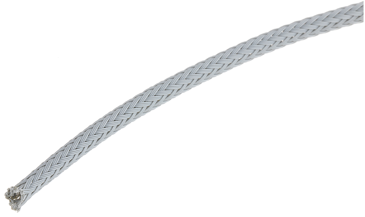 HellermannTyton Expandable Braided Nylon 66 Grey Cable Sleeve, 5mm Diameter, 10m Length