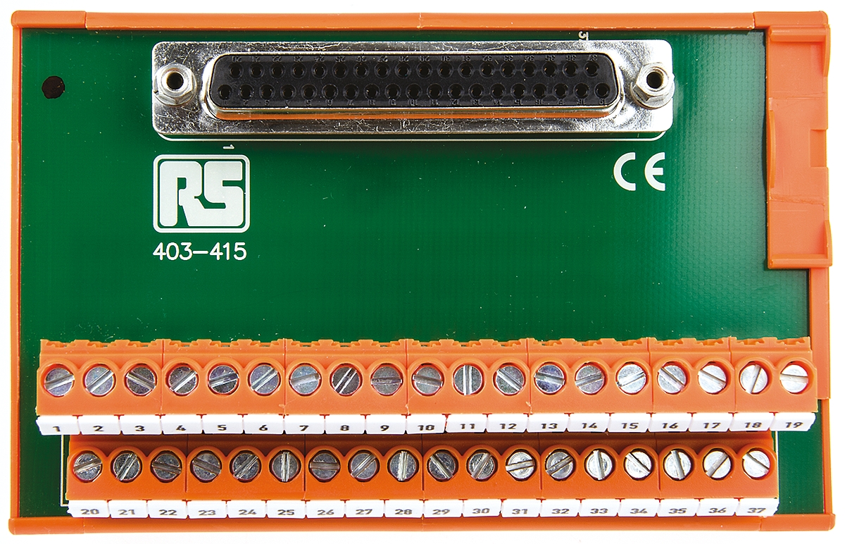 RS PRO 37-Contact Female Interface Module, D-sub Connector, DIN Rail Mount, 1A