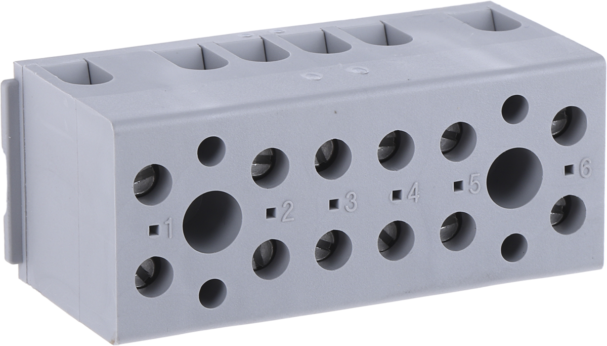 Phoenix Contact UK Series G 5/ 6-EX Non-Fused Terminal Block, 6-Way, 30A, 24 → 12 AWG Wire, Screw Down