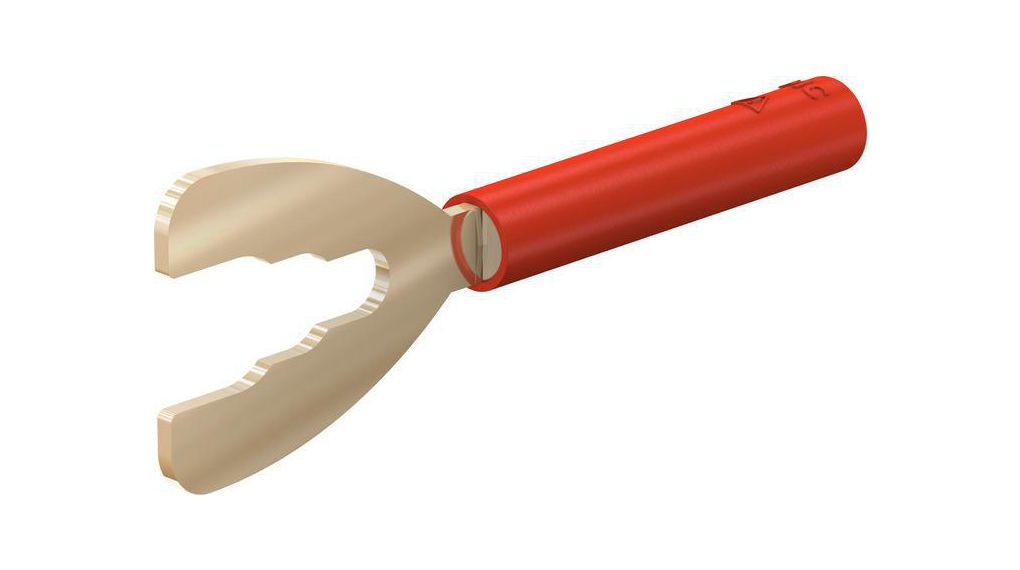 Staubli B4-I/K Insulated Fork Terminal, 4mm Stud Size, Red
