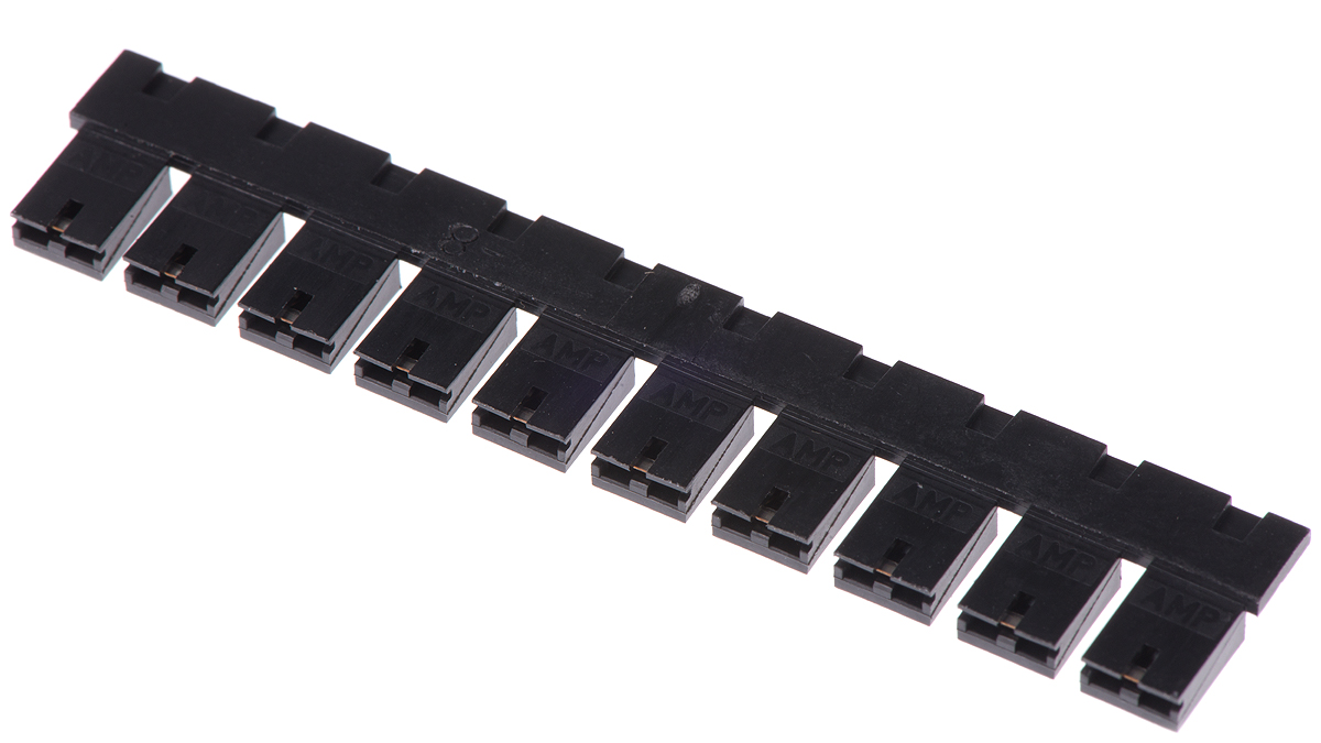 TE Connectivity, AMPMODU Shunt Female Straight Black Open Top 2 Way 1 Row 2.54mm Pitch