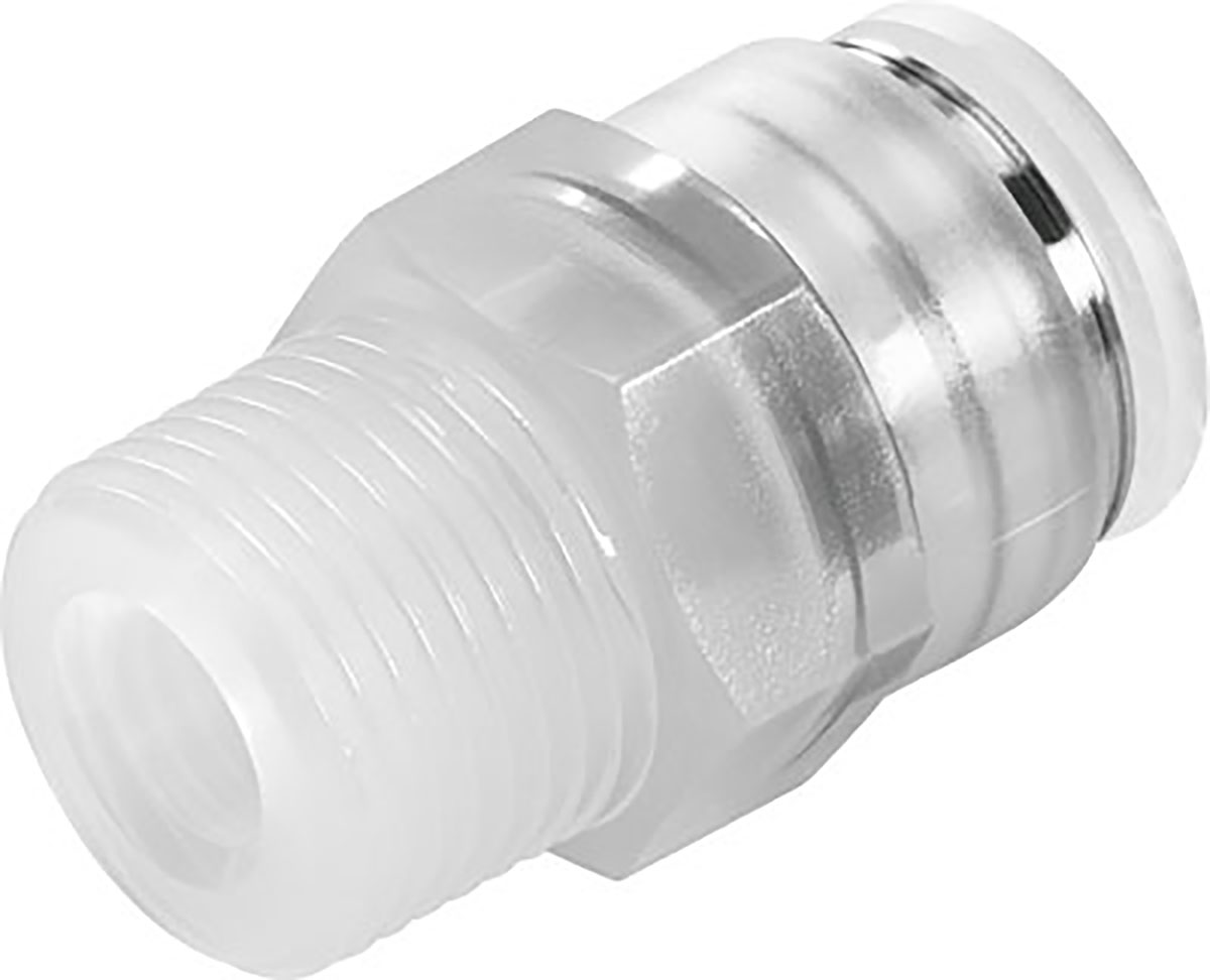 Festo NPQP Series Straight Threaded Adaptor, R 1/4 Male to Push In 6 mm, Threaded-to-Tube Connection Style, 133044