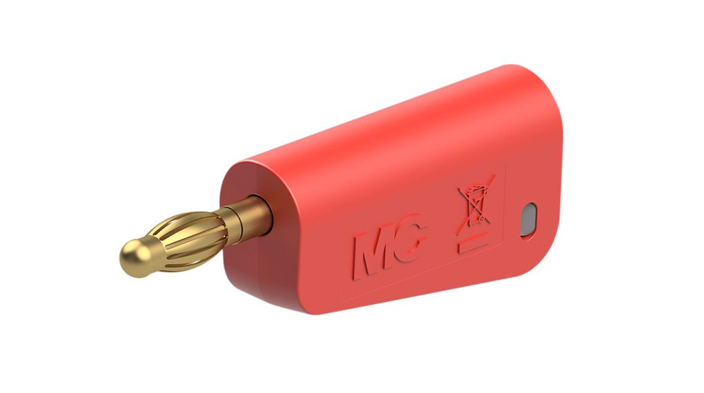 Staubli Red Plug Banana Plug, 4 mm Connector, Solder Termination, 32A, 30 → 60V, Gold Plating